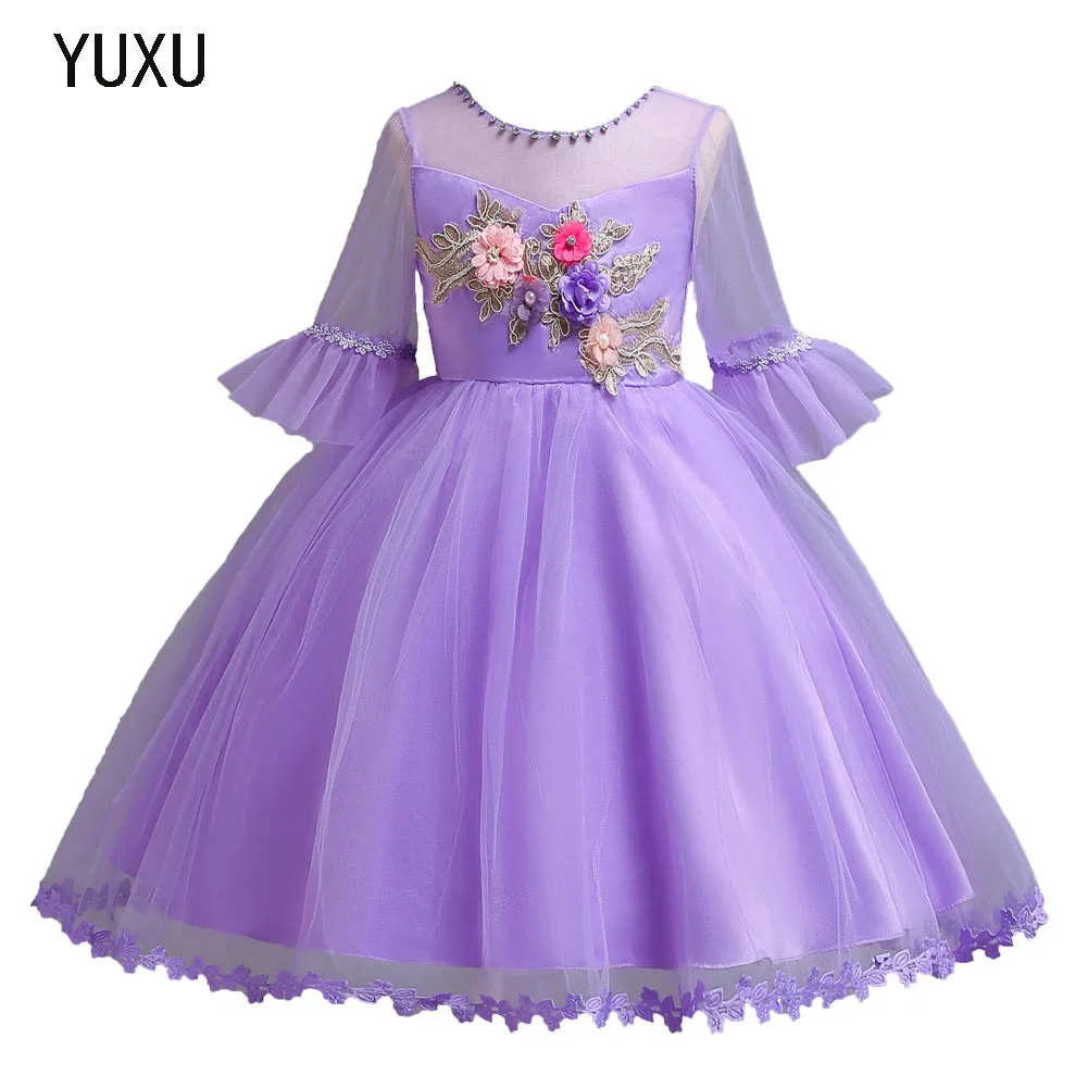 

2018 lace beading Appliques ball gown Flower Girl Dress Christmas Tutu Flower Girl Dresses Princess Pageant Wedding Party Dress
