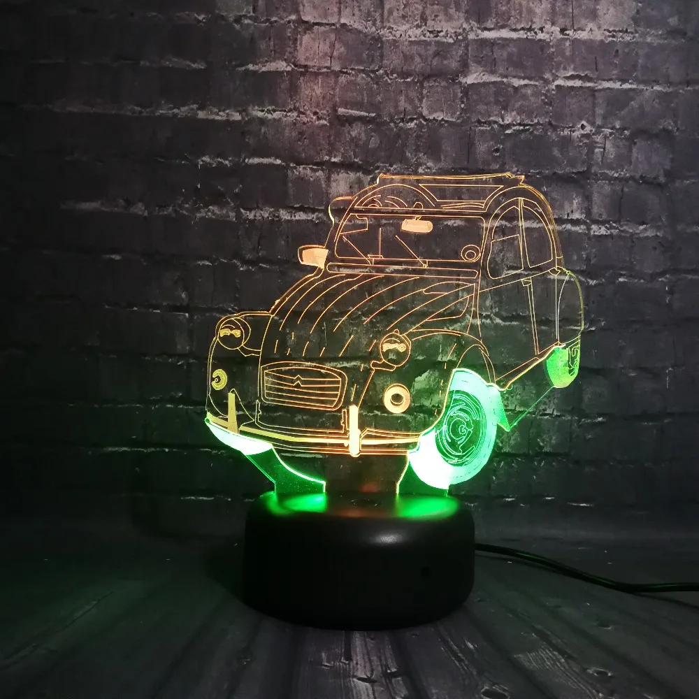 

New Dual Color 3D Illusion LED Night Light Car Cute Baby Kid Sleep Bedroom Lamp Glooming Desk Table Christmas Gift USB Base