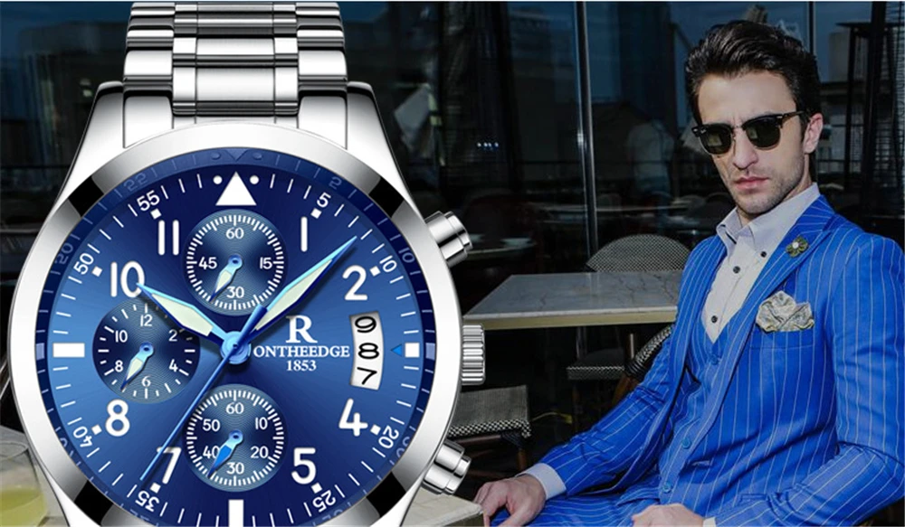 Лидирующий бренд, деловые кварцевые часы для мужчин, ремешок из нержавеющей стали, 30 м, водонепроницаемые светящиеся Мужские кварцевые часы, мужские наручные часы orologio