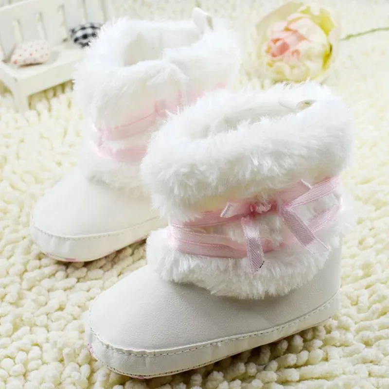 Для новорожденных, детское платье с бантом из флиса зимние ботинки ботиночки белые туфли в стиле «Принцесса»