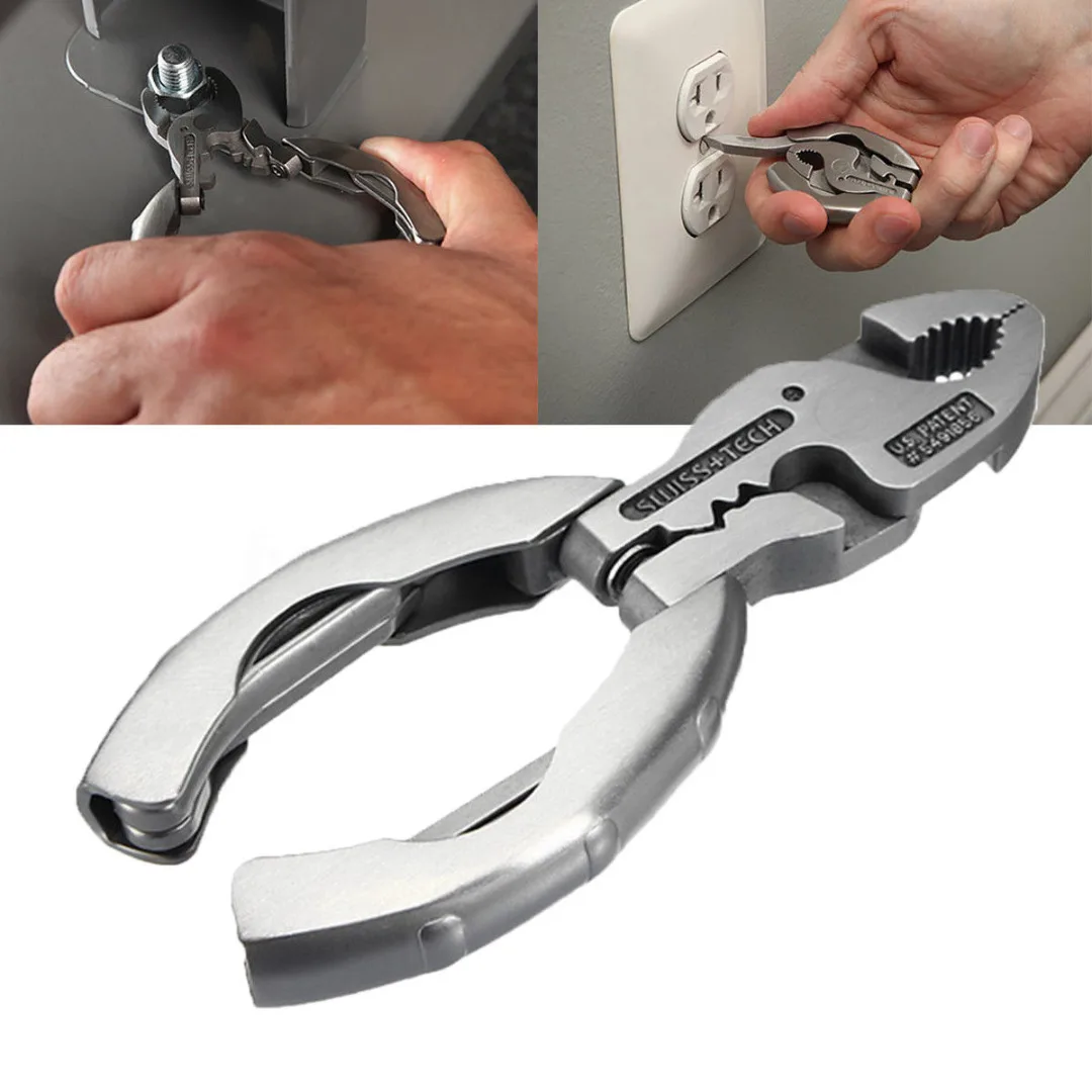 Dwz Silver Mini Multifunctional Tool 9 in 1 Multitool Keychain Plier Screwdriver Pocket Tools