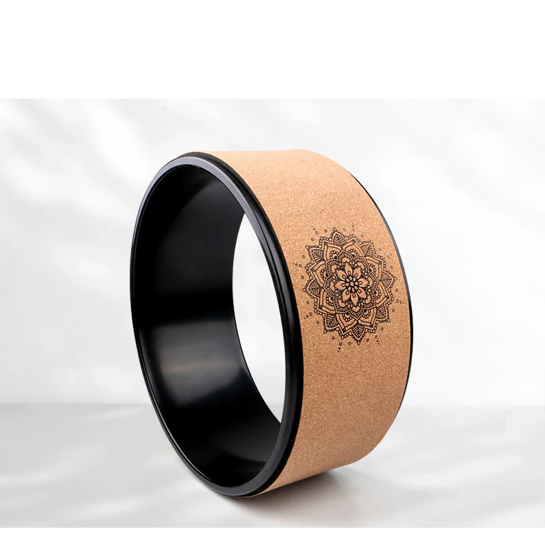 Cork TPE Yoga Wheel Yoga Circle Stretch Exercise Auxiliary Home Equipment Laser Engraving Round Exercise Wheel Pilates Circle
