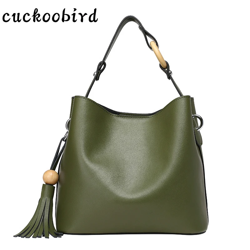 

Cuckoobird Genuine Leather Women's Handbag Trendy Oblique Cross-portable Large CapaCity Tide Package Female Shoulder bag