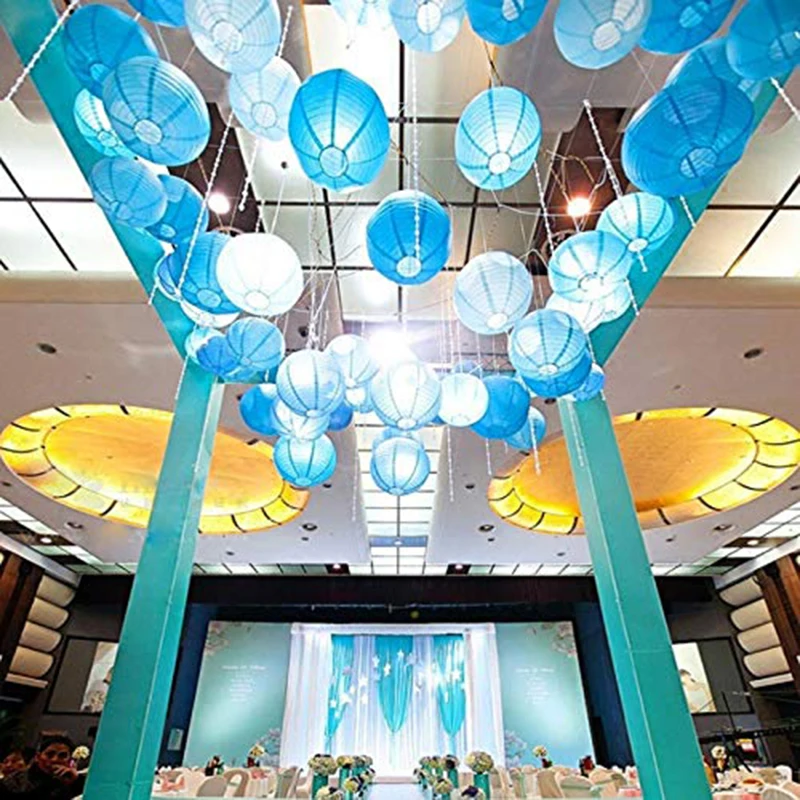 20 шт "-12" Синие бумажные фонарики Китайские японские различные размеры и цвета лампион для свадебной вечеринки Висячие наружные Diy Декор