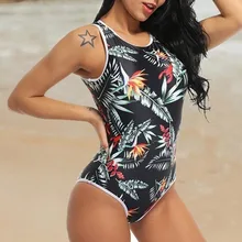 Сексуальный цельный купальный костюм с принтом листьев, женский купальник с пуш-ап, открытая спина, сиамский купальник, летний костюм, Маре Донна, 15