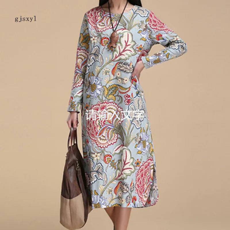 

Hot Sale Elegant Maternity Clothes Spring Pregnant Woman Dress Ethnic Vintage Maternity Clothing Long Sleeve Floral Casual Dress