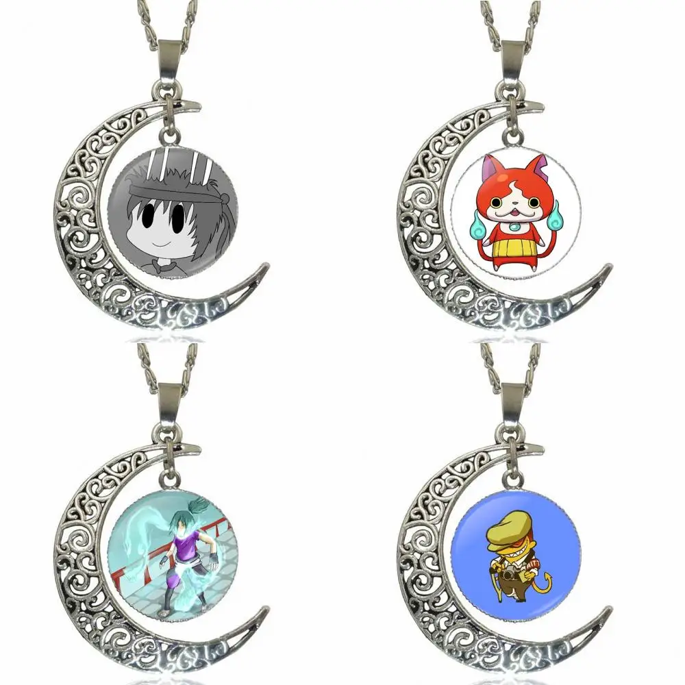 Yokai Yo Kai Youkai для женщин и мужчин модный стеклянный кабошон луна кулон ожерелье