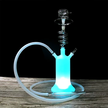 

WHITE COLOR LED SPIRAL GLASS HOOKAH SHISHA WITH LIGHT REMOTE CONTROL CLEAN EPE FOAM PACKAGE FROSTED NARGILE