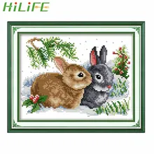

HILIFE Cross Stitch Needlework Sets Rabbit Pattern Crafts Embroidery kits 11CT Print Cloth DIY