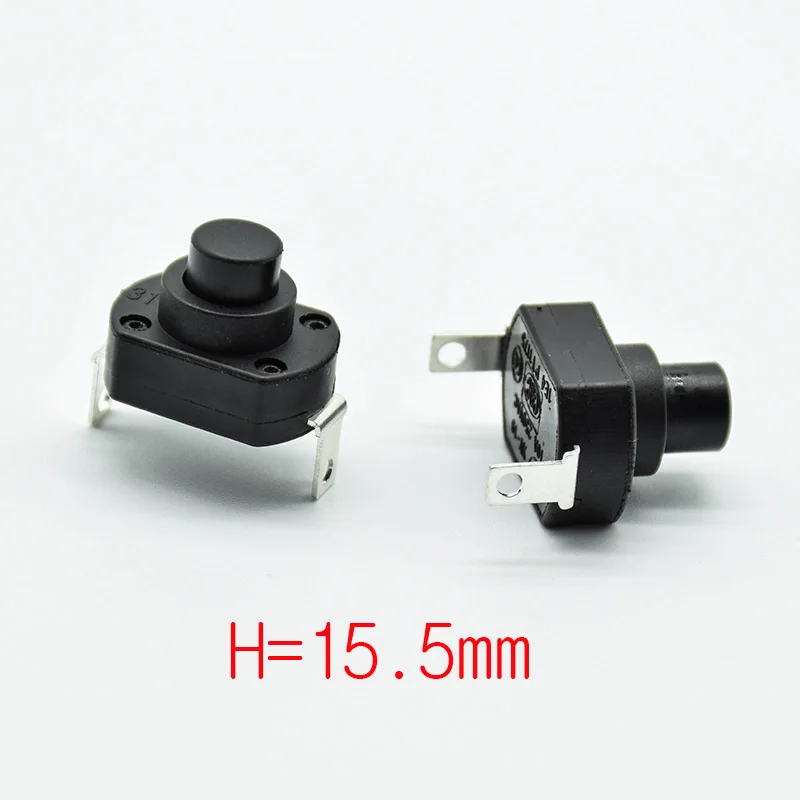 4pcs UPS switch flashlight self locking switch push button micro power switch 6A/10A Height 13.5/15.5/18.5mm - Color: 4pcs15.5mm