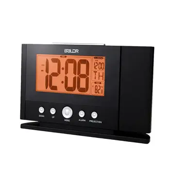 

180 Rotation Digital Alarm Clock with Backlit Thermometer Week and Month Display Large Display Time Projection Snooze