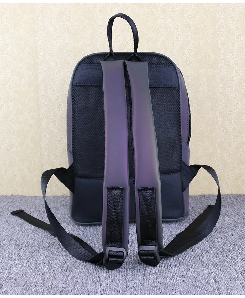 ZYJ Women Luminous Geometric Casual Backpacks Travel Girls Leather Laser Discoloration Shoulder School Backpack Mochila Bag (18)