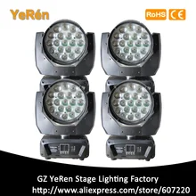 4 шт./партия) Aura Led Zoom Moving Head светильник 19*15 Вт RGBW CTO Регулируемый Сценический Эффект диско Dj Бар светильник