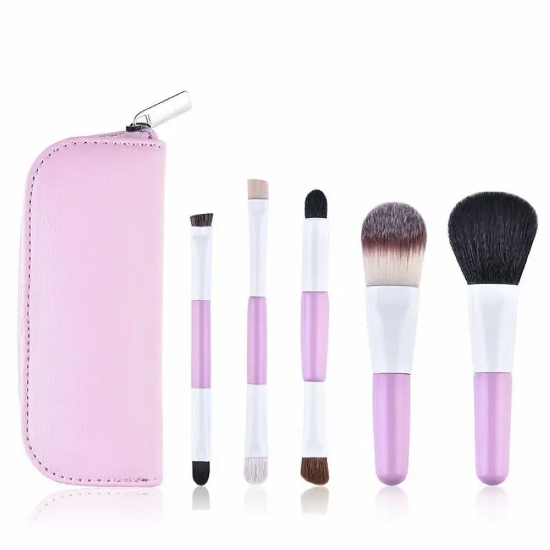 

mini 5pcs Makeup Brushes Set Professional Foundation Eye Shadow Brush High Quality double Cosmetic Pink Make Up Brush Kit