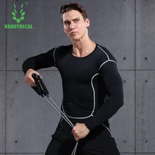 Vansydical для мужчин s тренажерный зал сжатия рубашка футболка с длинным рукавом Топы корректирующие бег плотные футболки тренировки одежда дышащи