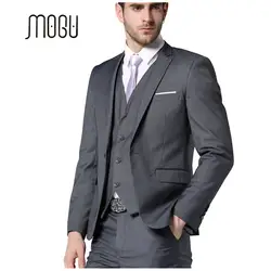 Mogu 2017 последние конструкции пальто брюки костюм Для мужчин темно-серый Костюмы для Для мужчин одна кнопка Синтетическое закрытие волос Slim