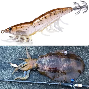 

hunthouse 3 pcs/lot 3D HYBRID SHRIMP EGI lure 11cm 20g for fishing squid jigs leurre squid egi octopus calamar lure hard