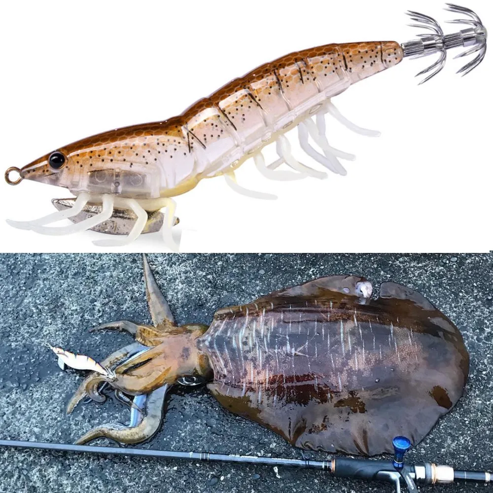 

hunthouse 3D HYBRID SHRIMP EGI lure 11cm 20g for fishing squid jigs leurre squid egi octopus calamar lure hard cuttlefish lure