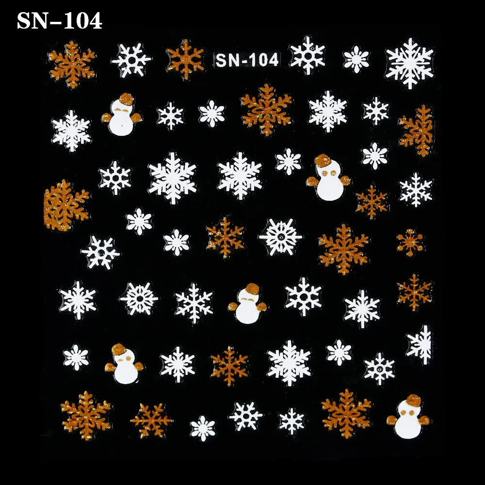 Christmas Theme Nail Sticker Xmas Santa Snowman Designs Nail Art DIY Craft Wraps Water Transfer Sticker New Year Nail Decal Gift