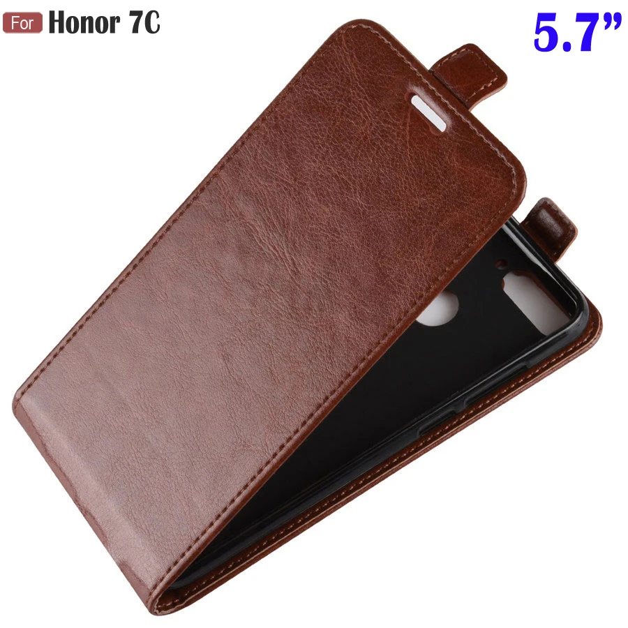 JFVNSUN For Huawei Honor 7C Case 5.7" AUM-L41 Vintage Leather+ Silicone Card Slot Vertical Flip Case for Huawei Honor 7C Cover