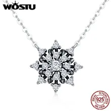 WOSTU популярный дизайн 925 пробы Серебряное ожерелье с подвеской в виде снежинок для женщин роскошный S925 Серебряное Брендовое ювелирное изделие подарок CQN220