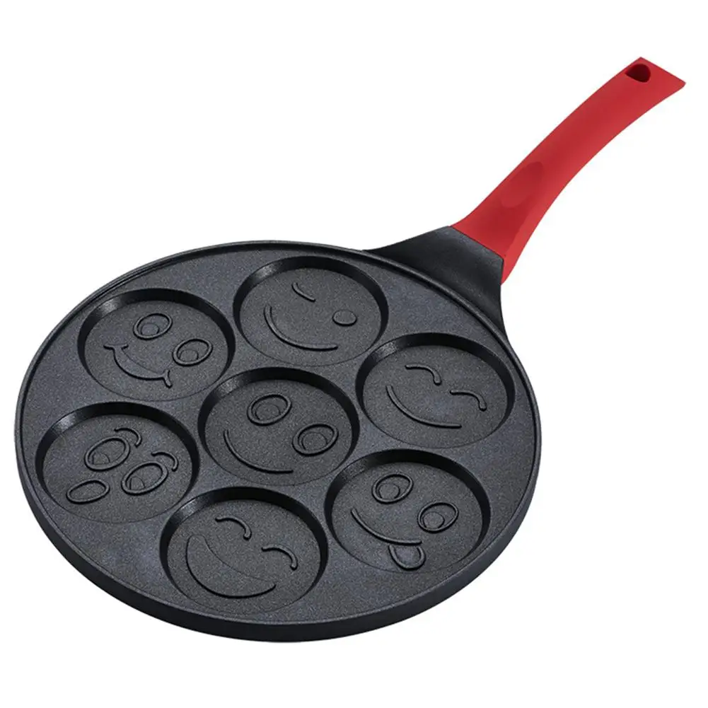 

45# 7-Grid Smiley Face Animal Pancake Pan Emoji Breakfast Aluminum Nonstick Maker Kitchen Tool Cooking Pan