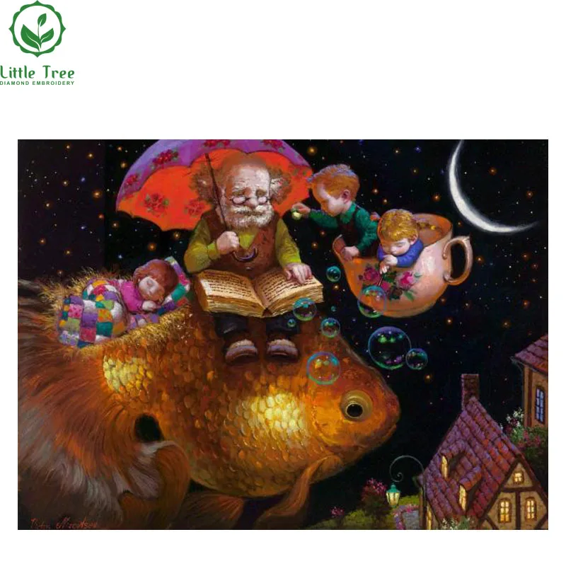 

Cartoon Diamond Embroidery Mosaic Painting Cross Stitch Old Man & Children Crystal Embroidery Wall Sticker Creative Picture
