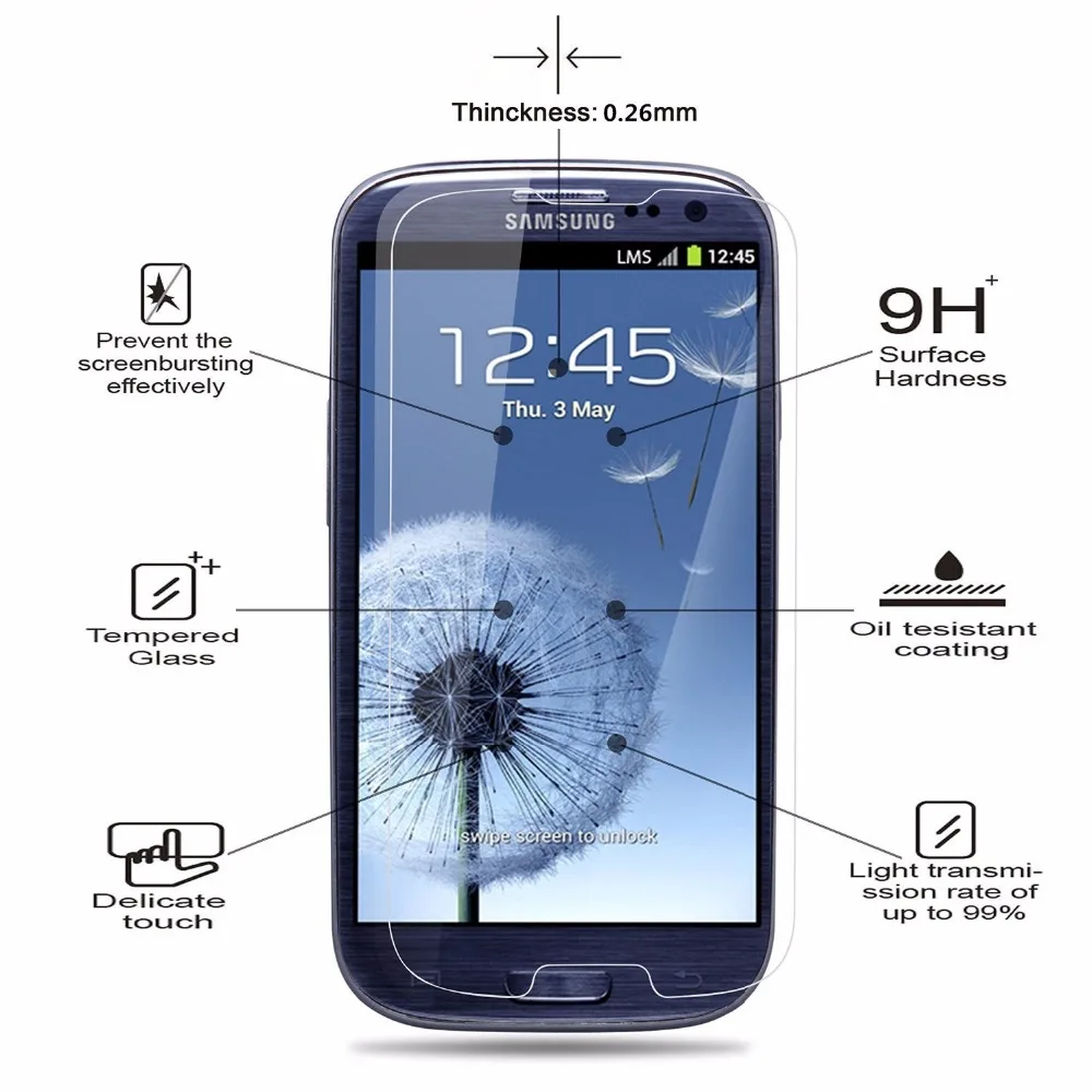 Закаленное стекло премиум класса 9H для Samsung Galaxy S3 Neo i9301 SIII I9300 Duos i9300i 2 шт./лот