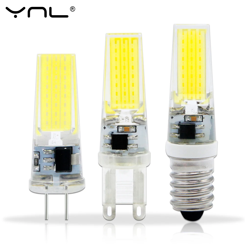 Lampada LED Lamp E14 G4 G9 220V AC DC 12V COB bombillas G4 LED Bulb G9 COB Lights Replace 30W Halogen
