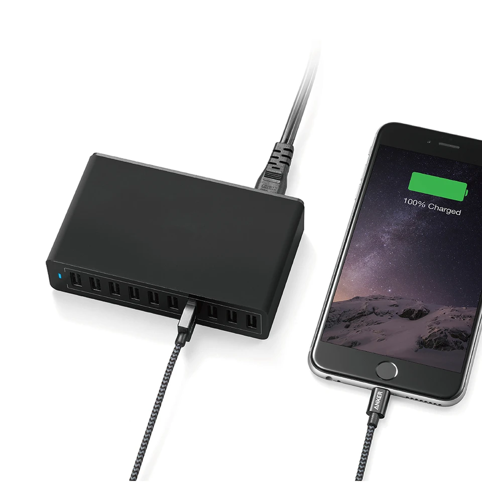 Dyalis EU/US/UK/AU 10 Порты и разъёмы USB Зарядное устройство 5 В 10A 50 Вт Wall быстрая зарядка