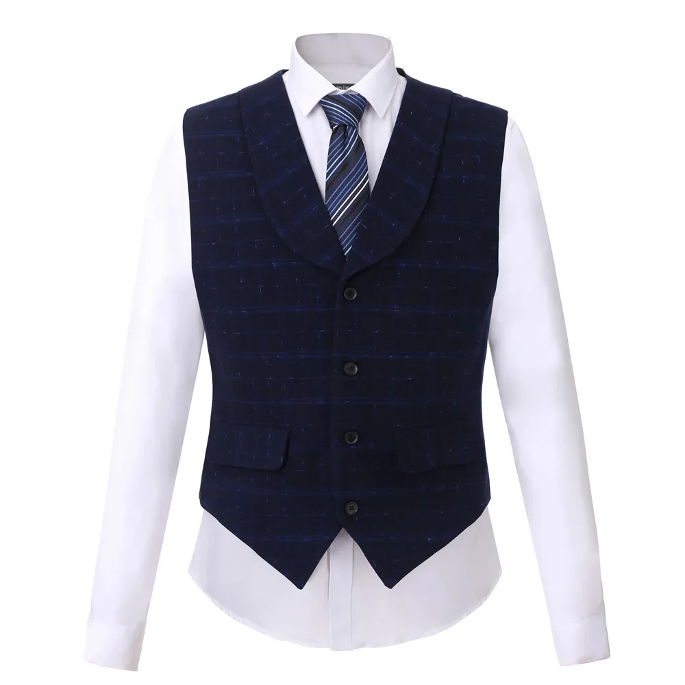 2017 Newest Men's Vest Navy Blue Suit Male Wedding Suits For Men