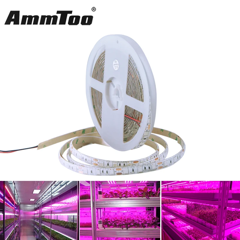 5m/lot LED Grow Lights DC12V Growing LED Strip Tape 5050 Plant Growth