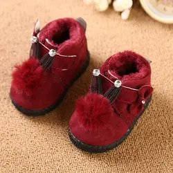 Детская зимняя детские ботинки для девочек Обувь младенческой потепление Сапоги и ботинки для девочек маленьких плюшевые бархатные
