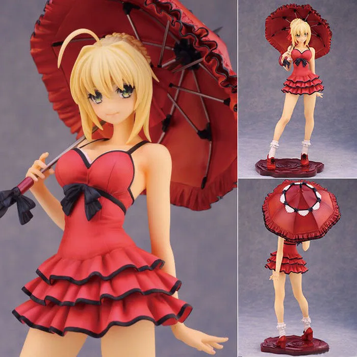 

Free Shipping 10" Fate Stay Night Fate/Extra CCC Saber Saber Red Dress Ver. Boxed 25cm PVC Action Figure Collection Model Doll