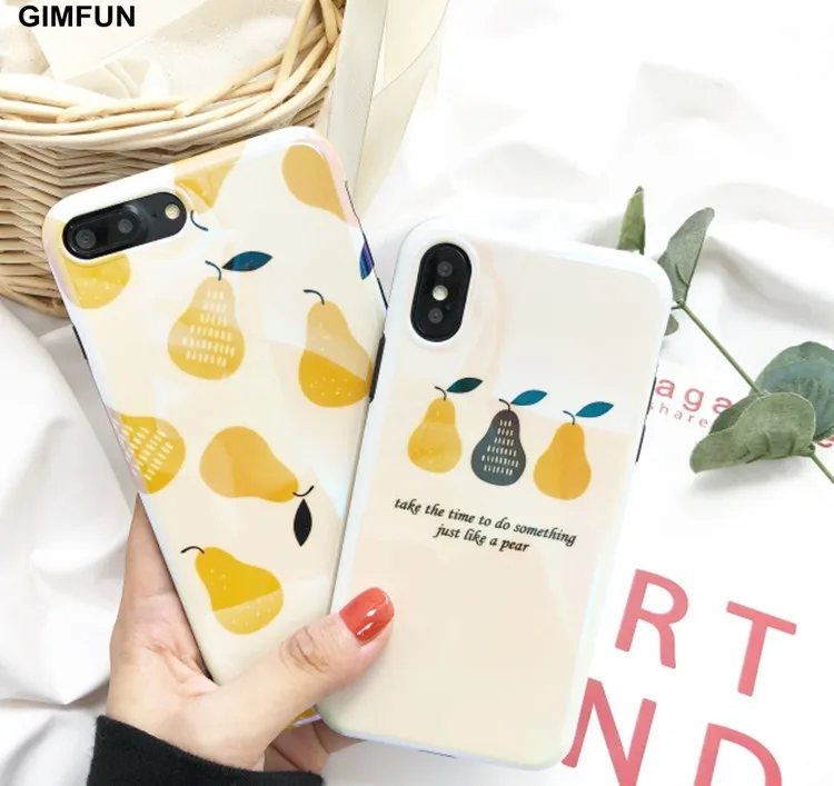 

Gimfun Summer Fresh Fruit Case for Iphone 7 6s 6 8 Plus Glossy Soft Tpu Silicone Phone Cases for IPhone X Coque Capa