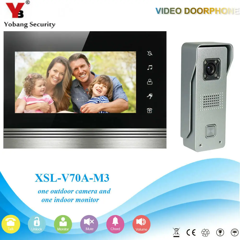 

YobangSecurity Wired 7"inch LCD Color Hands Free LCD Colour Video Door Phone Doorbell Door Entry Intercom System