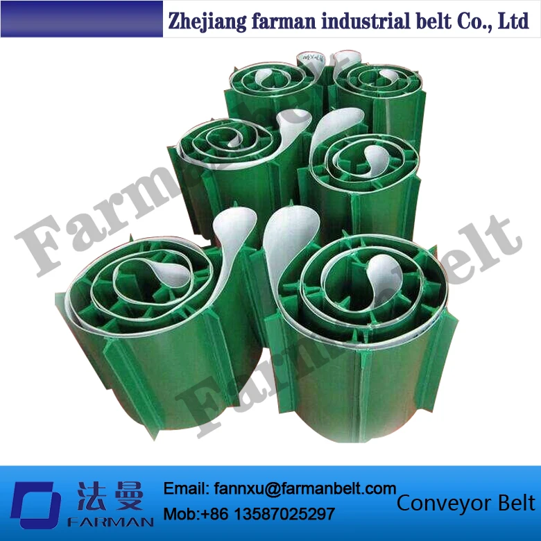 

Oil Resistant PVC Green Conveyor Belt with Baffle Plate