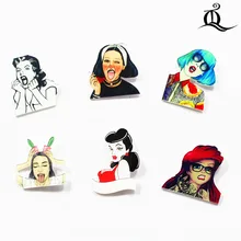 HOT mix 1 ШТ. Рубашка Милый Мультфильм брошь Акриловые Знак Контакты Сумка Packbag Украшения Фрукты Животных Медсестра женщины кошка Брошь брок, No36