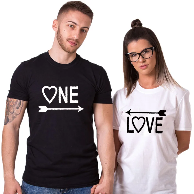 EnjoytheSpirit парная футболка для влюбленных одна любовь стрелы друг к другу Графические футболки парная одежда короткий рукав унисекс футболка