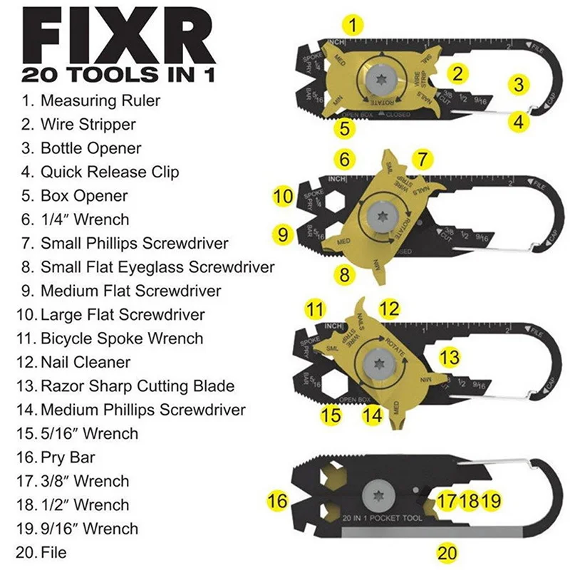 Самозащита безопасность наружные многофункциональные инструменты атака 20 в 1 гаечный ключ из нержавеющей стали отвертка Прямая поставка
