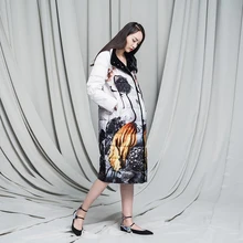 Зимняя куртка, женские пуховики с чернильным узором, винтажная верхняя одежда в китайском стиле, бархатный пуховик, женские пальто, длинный дизайн