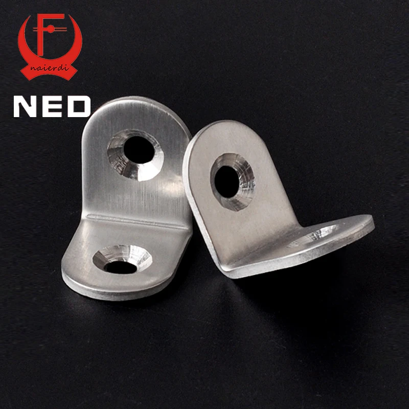 

NED 10PCS 20x20mm Practical Stainless Steel Corner Brackets Joint Fastening Right Angle Thickened Brackets For Furniture Home
