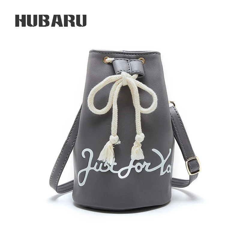 

HUBARU Mini Bucket Women Bag Soft Leather Small Crossbody Lady Shoulder Bag Drawstring Handbag For Female Simple Mini Messenger