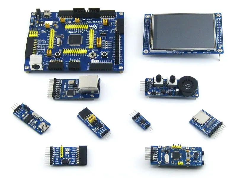 

Parts STM32 Board STM32F107VCT6 STM32F107 ARM Cortex-M3 STM32 Development Board + 8pcs Accessory Modules=Open107V Package B