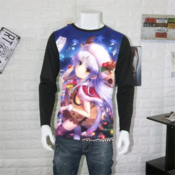 

Cosplay Anime Angel Beats anime t-shirt anime cotton Kanade Tachibana Cosplay christmas halloween coolprint shirts