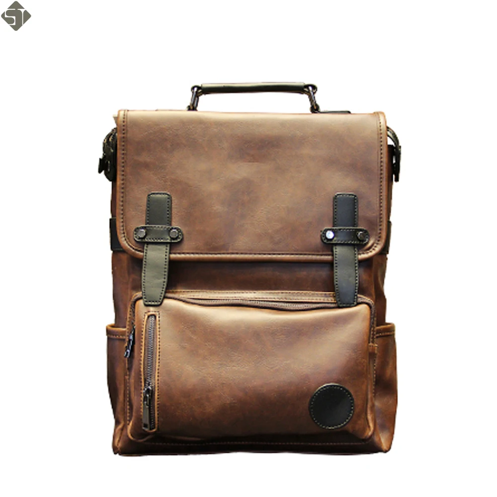 

Crazy horse Men PU Patent Leather Backpacks Men's Fashion Backpack & Travel Bags Western College Style Bags Mochila Feminina