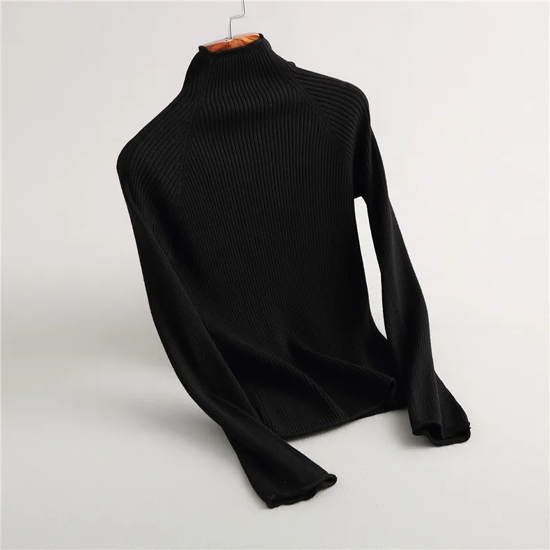 2018new Women winter 100% Pure Cashmere Knitted Top quality half Turtleneck loose Casual solid colour slim women sweater