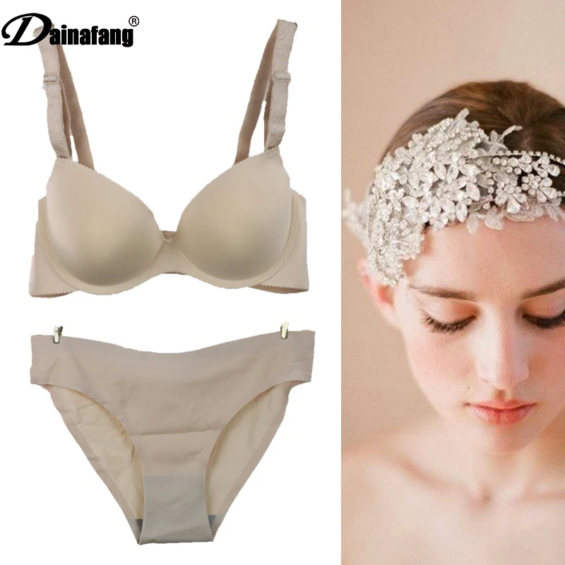 

2019 DAINAFANG ABC push up lingerie,3/4 cup hot water sale compilation Smooth, strapless Female Sexy bra set underwear Set