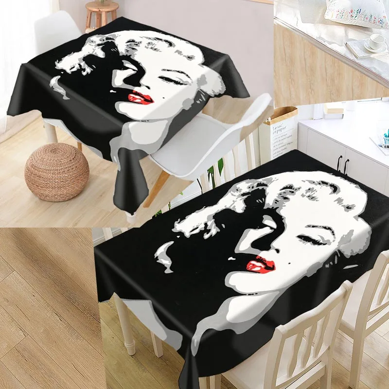 

Marilyn Monroe Custom Table Cloth Oxford Print Rectangular Waterproof Oilproof Table Cover Square Wedding Tablecloth P~