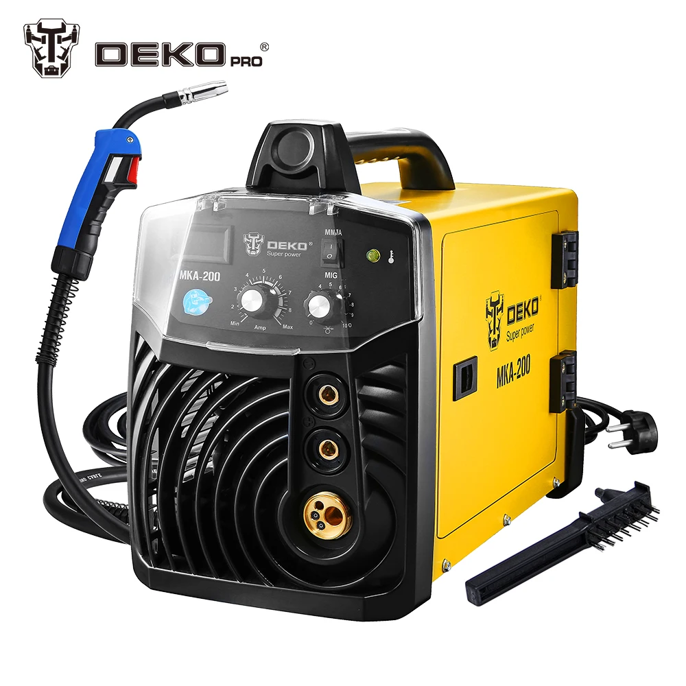 

DEKO MKA-200 200A 4.9KVA IP21S Inverter Arc MIG 2 IN 1 Electric Welding Machine w/ Replaceable Welding Gun MMA Welder